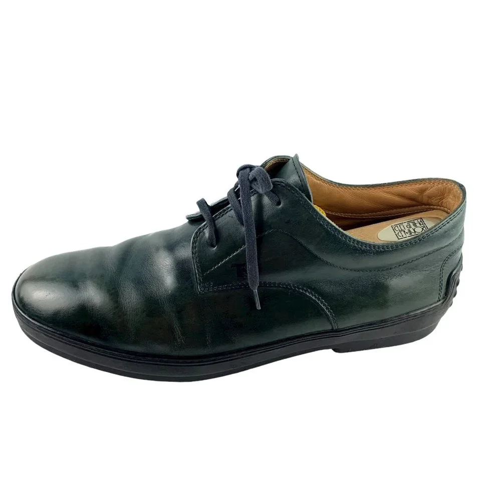 TOD'S Olive Green‎ Italian Leather Vibram Sole Casual Derby